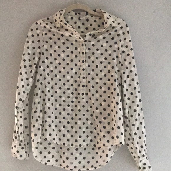 J Crew Factory Jacquard Polka Dot Blouse - Picture 4 of 10